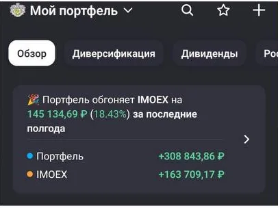 Портфель обгоняет IMOEX на 18,43%