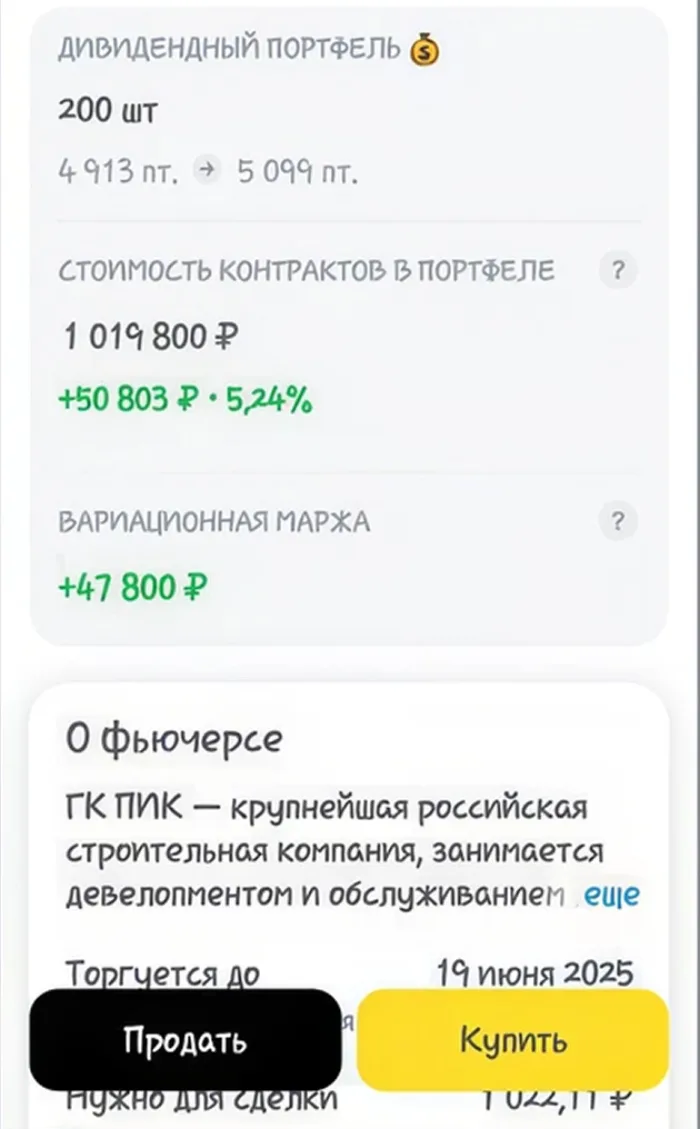 Сделка по фьючерсу ГК ПИК